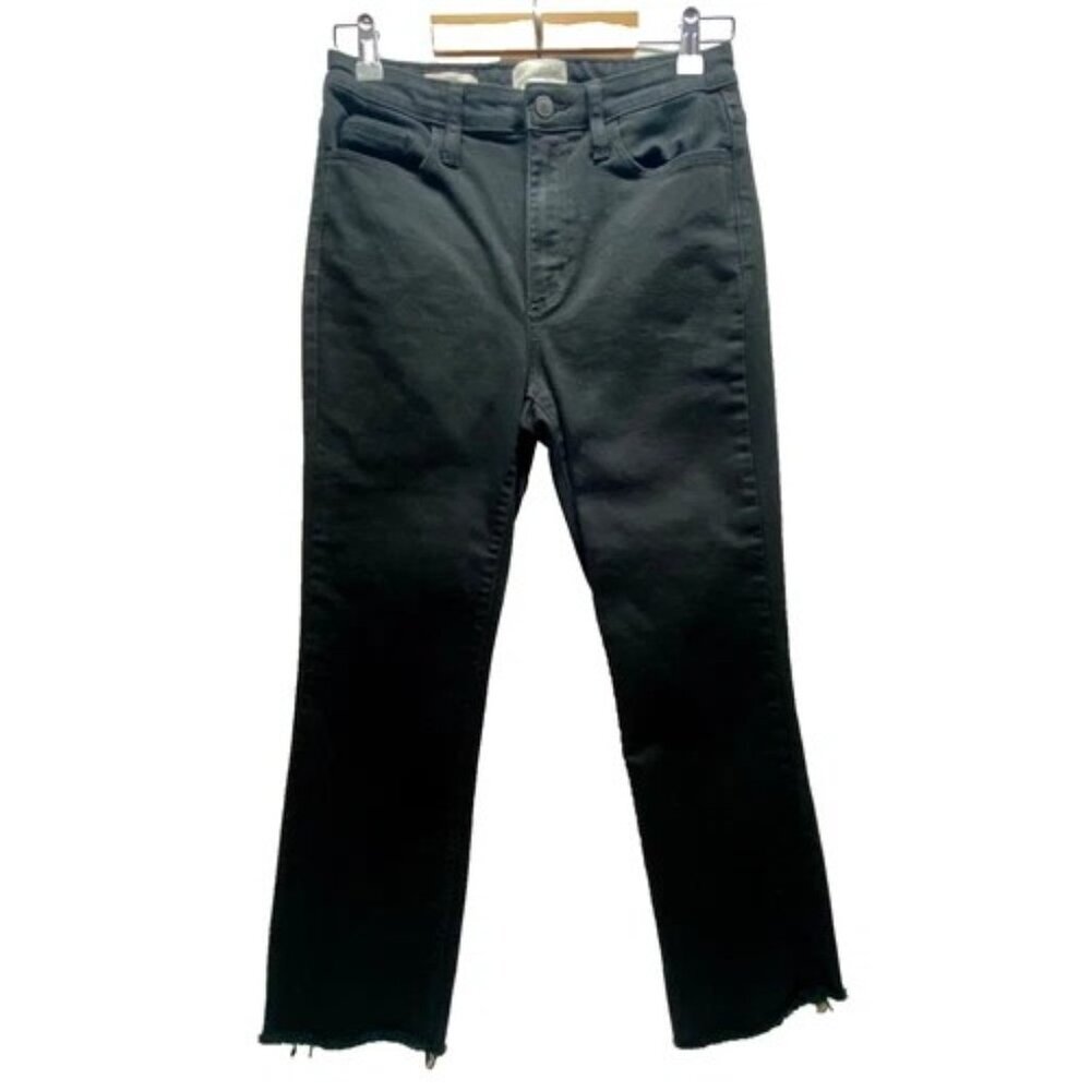 Universal Thread Jeans Women's 6/28R Black Ankle Bootcut Raw Hem‎ Stretch GUC